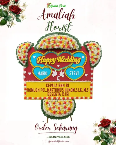 Karangan Papan Bunga Pernikahan di Karangjompo